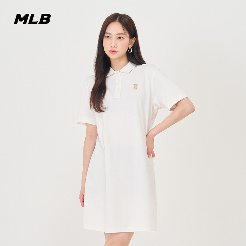 MLB刺绣连衣裙翻领刺绣运动裙