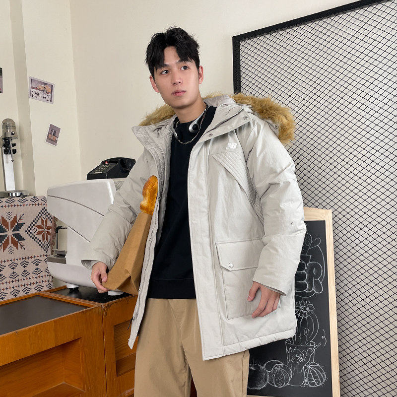 NB休闲防风连帽保暖羽绒服外套