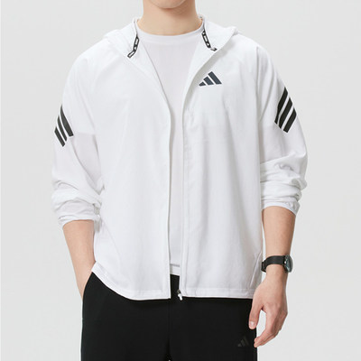 阿迪达斯男子运动连帽防风衣外套