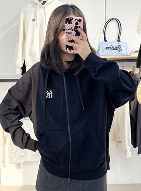 MLB男女25春季新款情侣简约刺绣logo拉链连帽卫衣外套3ATRB0151