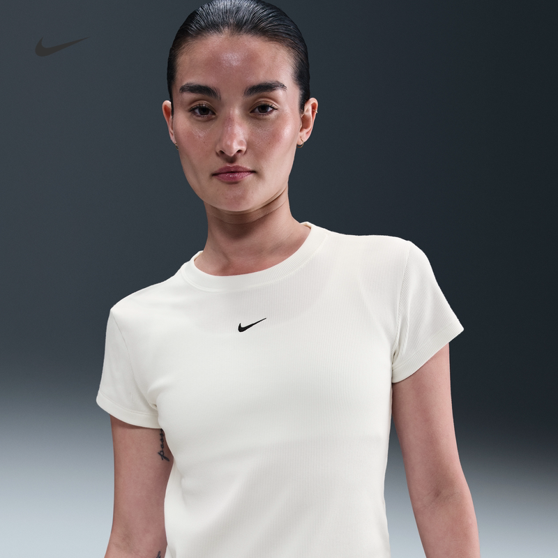 NIKE耐克女子紧身罗纹短袖T恤