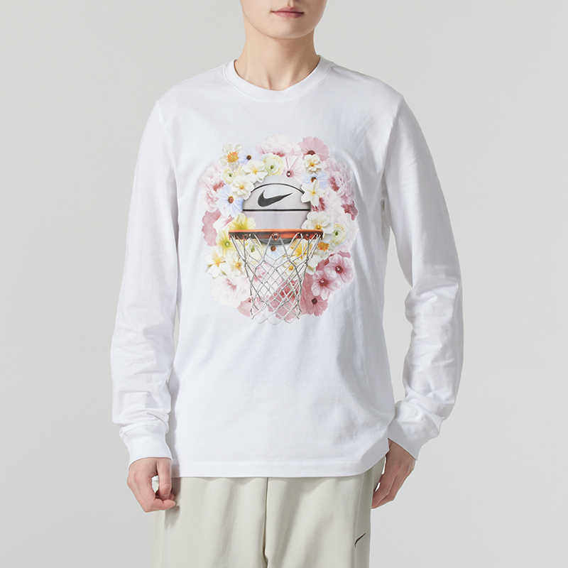 Nike耐克25春季新款男子长袖篮球T恤纯棉休闲运动针织上衣HJ3349