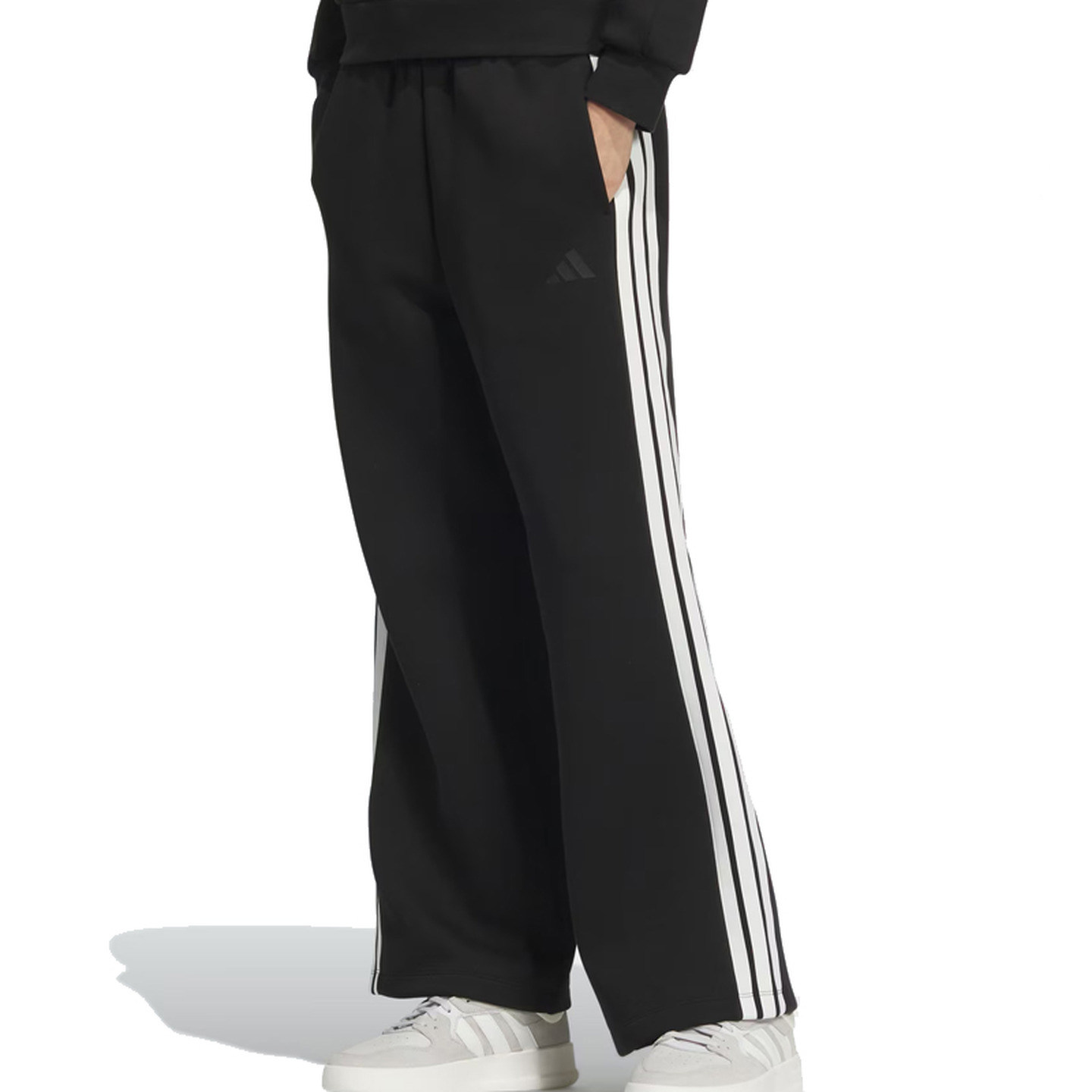阿迪达斯运动休闲三条纹阔腿长裤