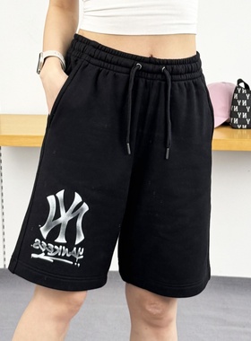 25新款MLB情侣短裤男女NY字母大标印花针织休闲运动裤3ASPB0253