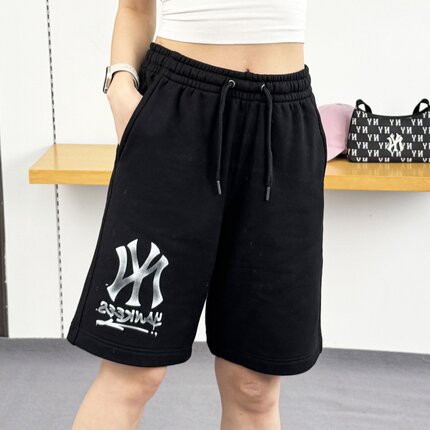 25新款MLB情侣短裤男女NY字母大标印花针织休闲运动裤3ASPB0253