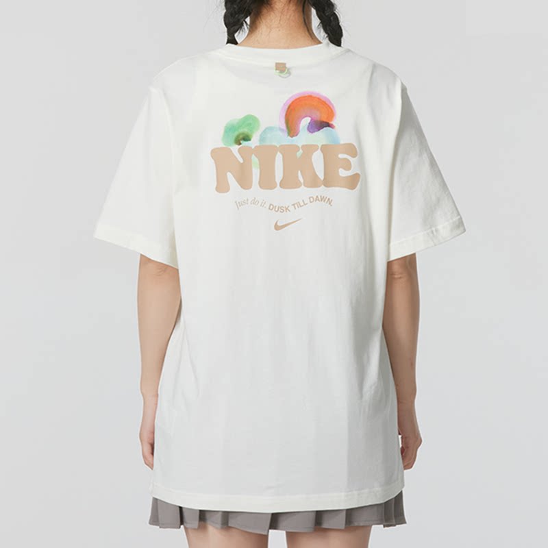 24新款Nike耐克短袖女款字母印花纯棉宽松圆领休闲运动T恤HF6180