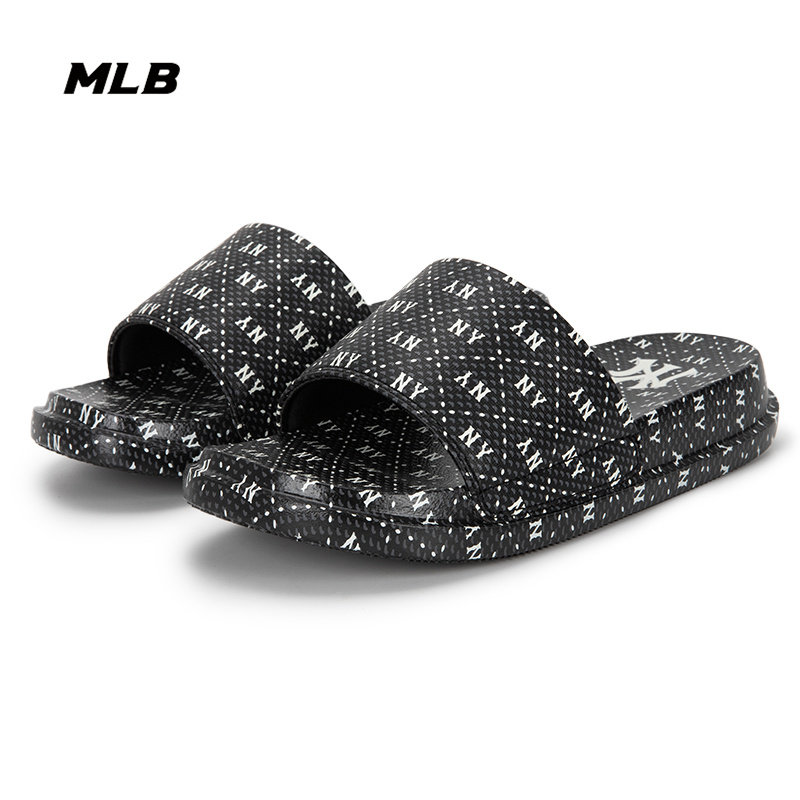 MLB男女复古老花满标一字拖凉拖