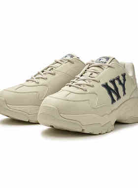 25新款MLB情侣老爹鞋男女NY大标复古厚底增高运动休闲鞋3ASHC015N
