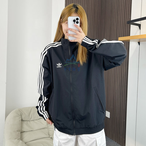 阿迪达斯三叶草男士立领梭织外套