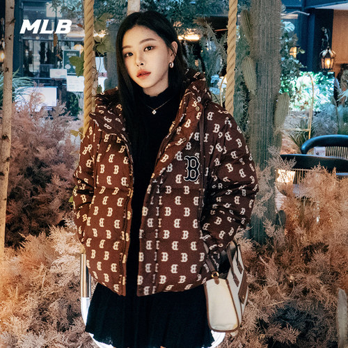 MLB男女老花字母满印保暖羽绒服