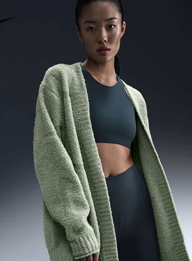 NIKE耐克女款2024秋冬厚毛衣保暖时尚休闲运动服针织开衫FZ1712