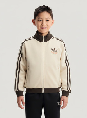 26春季新款adidas阿迪达斯三叶草儿童立领运动休闲夹克外套KU9513