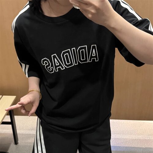 阿迪达斯男印花纯棉宽松短袖T恤