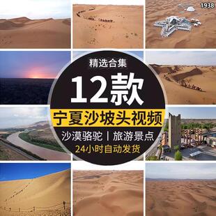 高清实拍宁夏中卫沙坡头沙漠骆驼队黄河风光旅游景点视频背景素材