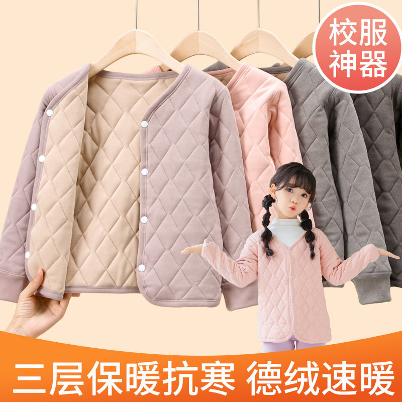 小棉袄青少年冬天校服内胆初高中生内搭上衣男女童神器加绒厚棉衣