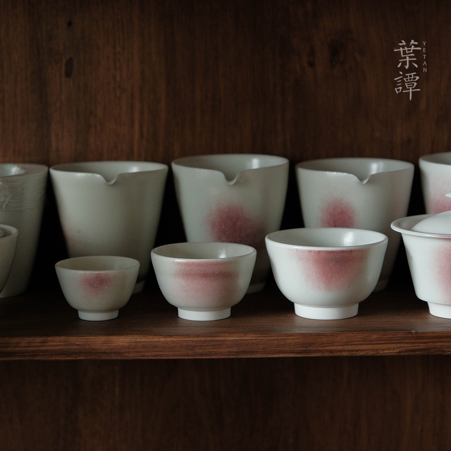 叶谭 桃山房原创手作自然原矿茶杯白子玉斗笠杯平口杯 喝茶个人杯