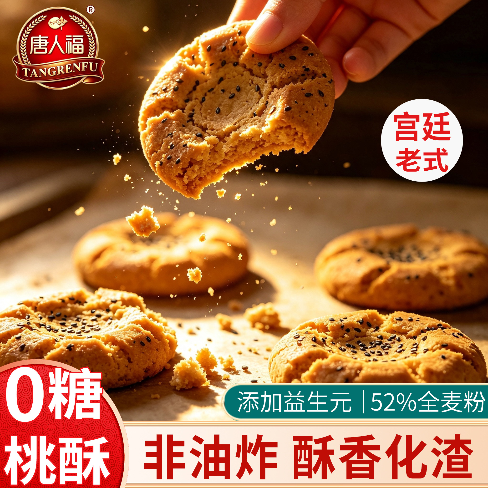 无糖桃酥饼干糖尿人专用食品全麦老式低老人孕妇脂零食独立礼盒装