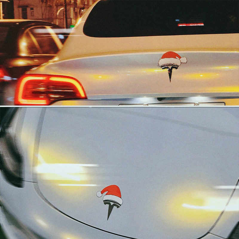 圣诞帽车贴汽车创意小红帽可爱