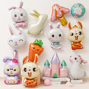 卡通兔子铝膜气球装 扮场景布置用品 饰宝宝周岁派对氛围儿童生日装