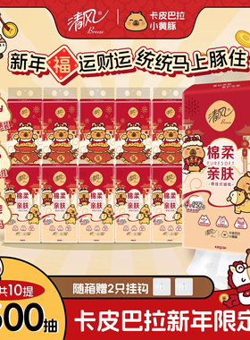 清风挂抽250抽10提抽纸悬挂式家用手纸卫生纸手纸实惠整箱ms