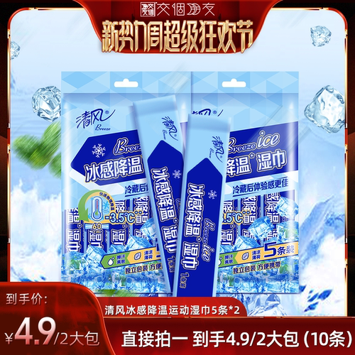 【交个朋友新势力爆款】清风冰感降温运动湿巾5条*2大包止汗清凉