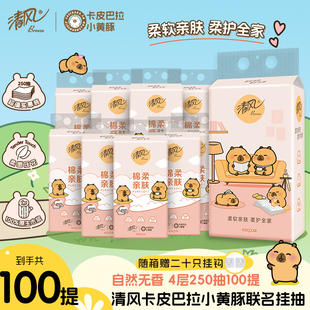 清風抽紙懸掛式 餐巾紙4層250抽手紙實惠裝 衛(wèi)生紙by 囤貨100提