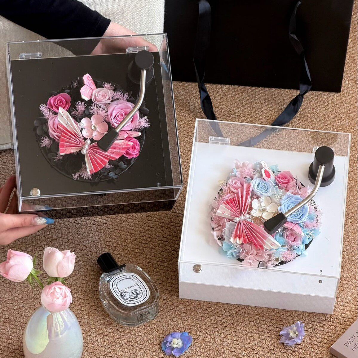 永生花留声机礼盒玫瑰花情人节送女朋友闺蜜高级感礼物蓝牙音乐盒