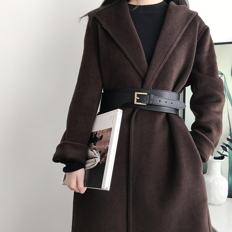 时尚简约秋冬配大衣羽绒服宽腰带百搭装饰毛衣女士松紧腰封女