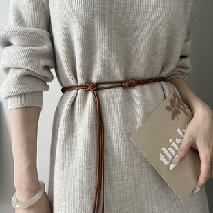 编织腰带女细装饰打结搭配毛衣大衣 腰绳束腰配饰裙子西装细皮带