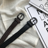 带 饰裤 百搭牛仔裤 皮带女无需打孔帆布腰带女士编织松紧弹性学生装