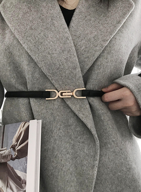 简约女士腰带真皮黑色时尚百搭配饰装饰收腰配大衣连衣裙子小皮带