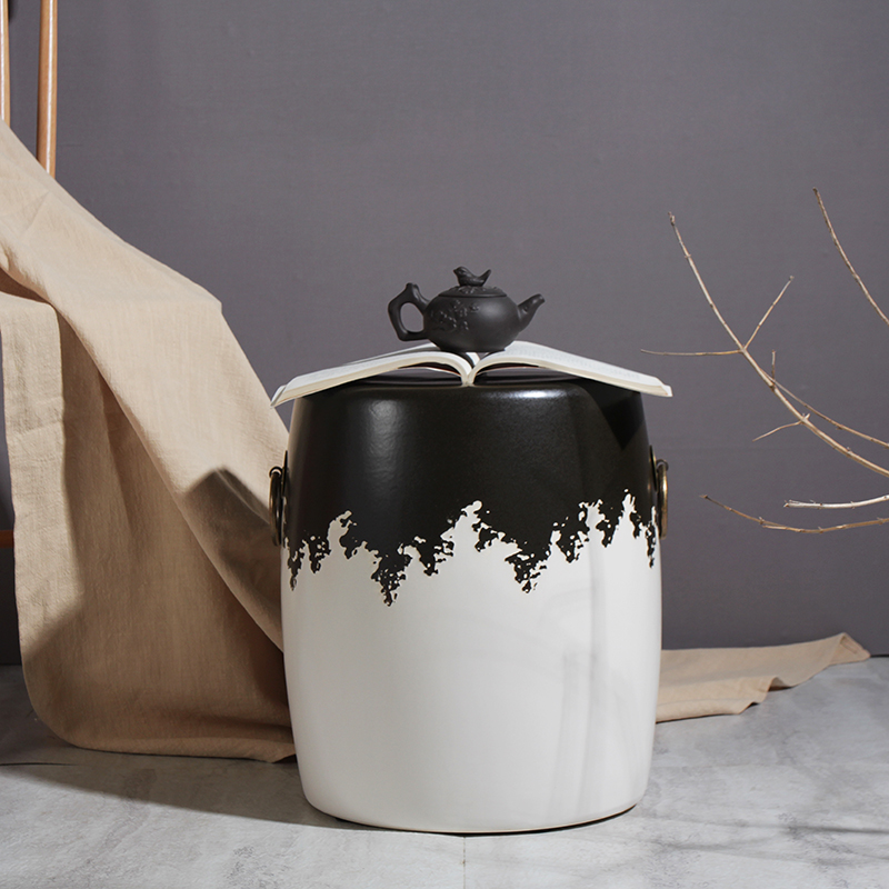 圆鼓凳陶瓷绣墩琴凳墩子复古陶瓷摆件布场新中式家具手彩瓷墩包邮