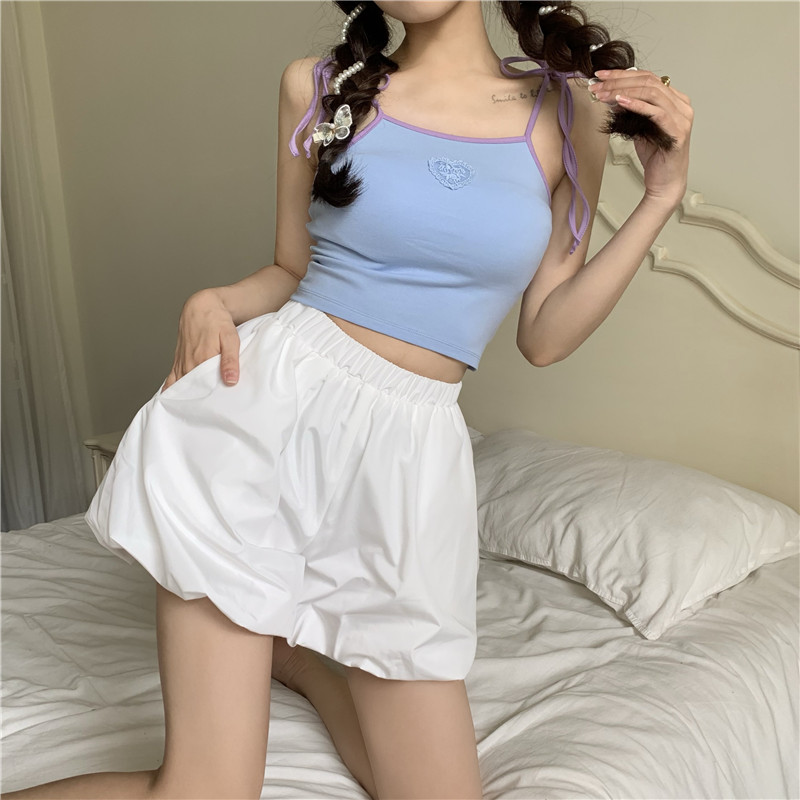 Real price 2021 summer pure desire short style with design sling + girls' bract pants two piece set