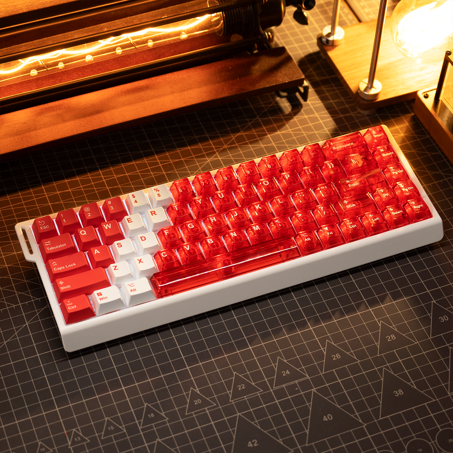 双拼渐变键帽pc透明透光pbt热升华适配wooting x87 hi75 AEC68等