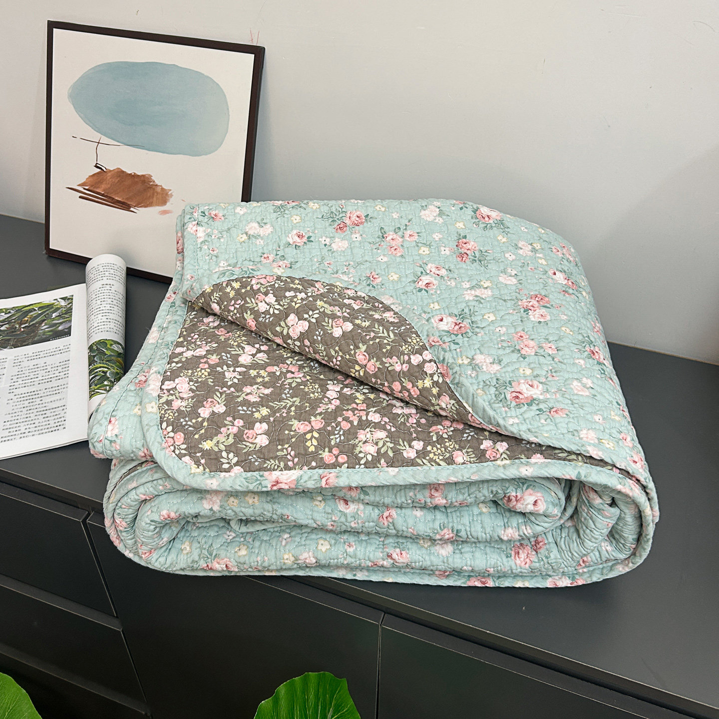 斜纹纯棉小碎花床盖单件四季通用小清新双面绗缝夹棉厚床单榻榻米