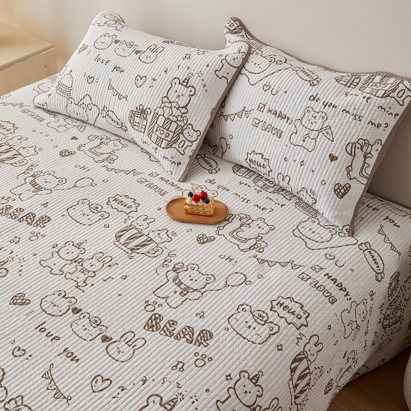 卡通双面纯棉床盖夹棉衍缝床单儿童直条绗缝被不跑床的塌塌米褥垫,床上用品,床盖,淘宝优惠券,粉丝福利购,淘宝优惠卷