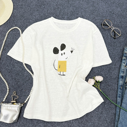 夏季大码宽松轻薄透气女T恤棉质t