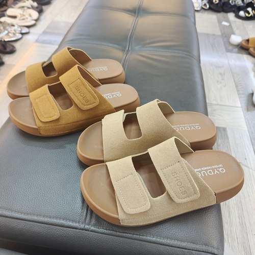 实体店女鞋2026夏季厚底魔术贴勃肯凉拖鞋砂便捷一字拖7963-2