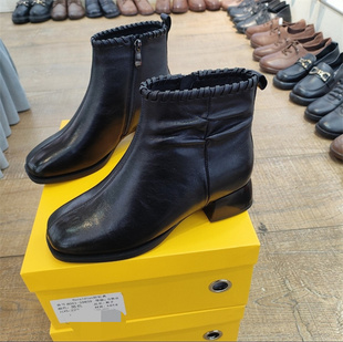 实体店女鞋2025冬季加绒保暖短靴牛皮真皮时装靴好亿典59859