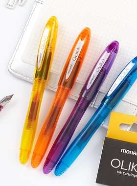 韩国慕那美monami钢笔学生用OLIKA白色透明黑色红色F笔尖钢笔