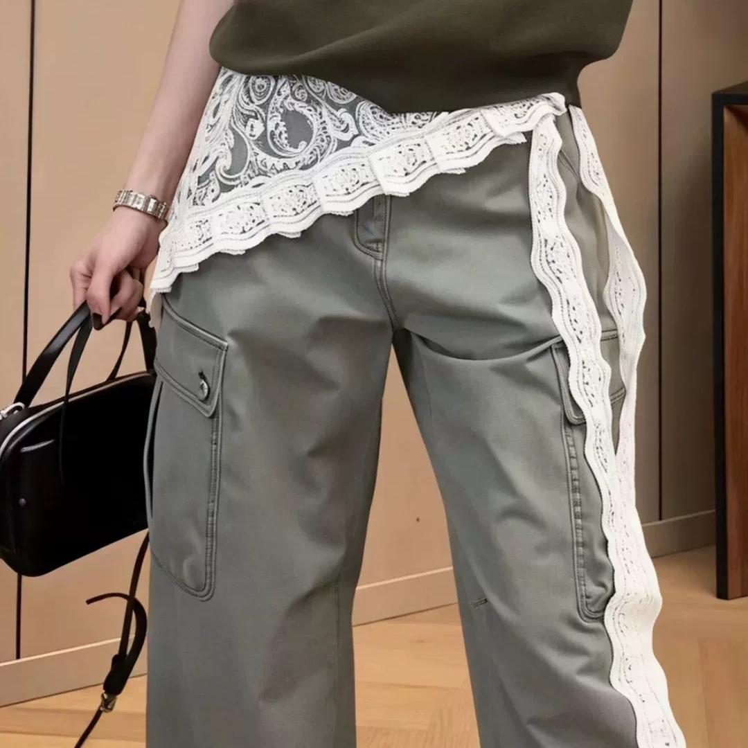 拼接蕾丝三角巾屁帘女2026夏季大码胖MM高级叠穿氛围感新款短裙图片