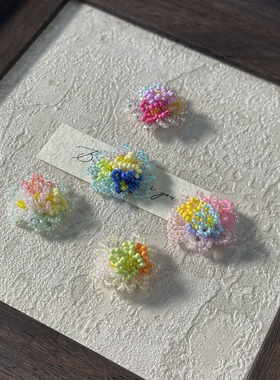 手工串珠花朵鞋扣洞洞鞋配饰DIY可拆卸装饰鞋花渐变色彩芭蕾鞋扣