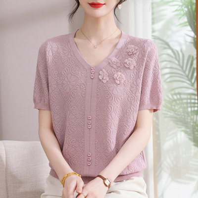 立体花瓣冰丝T恤柔软亲肤减龄