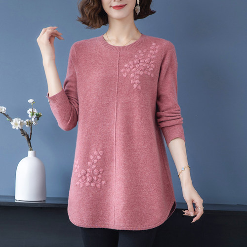 不起球不褪色胖妈妈大码羊绒衫