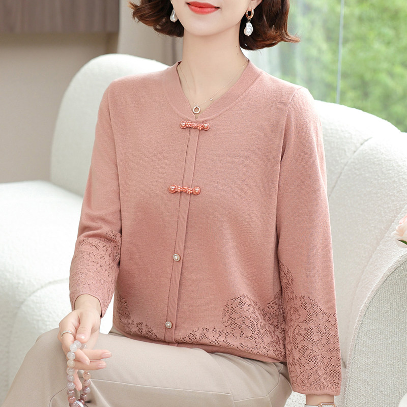 洋气妈妈国风春秋长袖针织打底衫加肥加大码中老年人遮肚冰丝上衣,女装/女士精品,中老年女装,淘宝优惠券,粉丝福利购,淘宝优惠卷