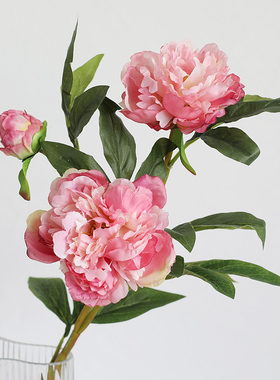 绢花玄关装饰花3头芍药样板间
