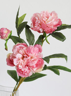 绢花玄关装饰花3头芍药样板间