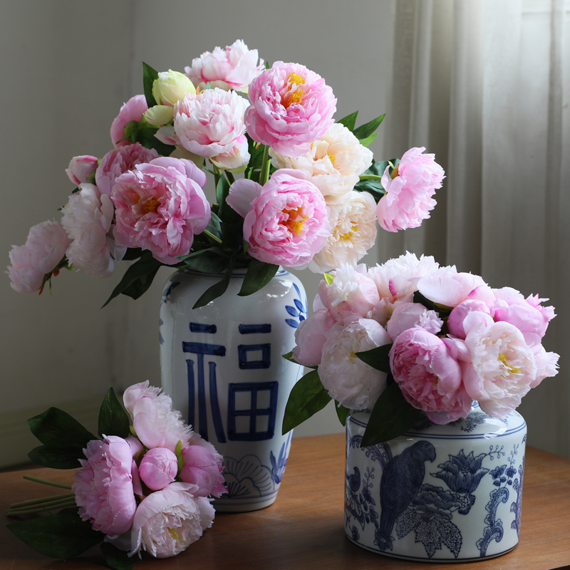 牡丹花仿真芍药花假花摆设客厅摆花束餐桌花装饰花塑料花插花绢花