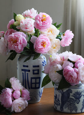 牡丹花仿真芍药花假花摆设客厅摆花束餐桌花装饰花塑料花插花绢花