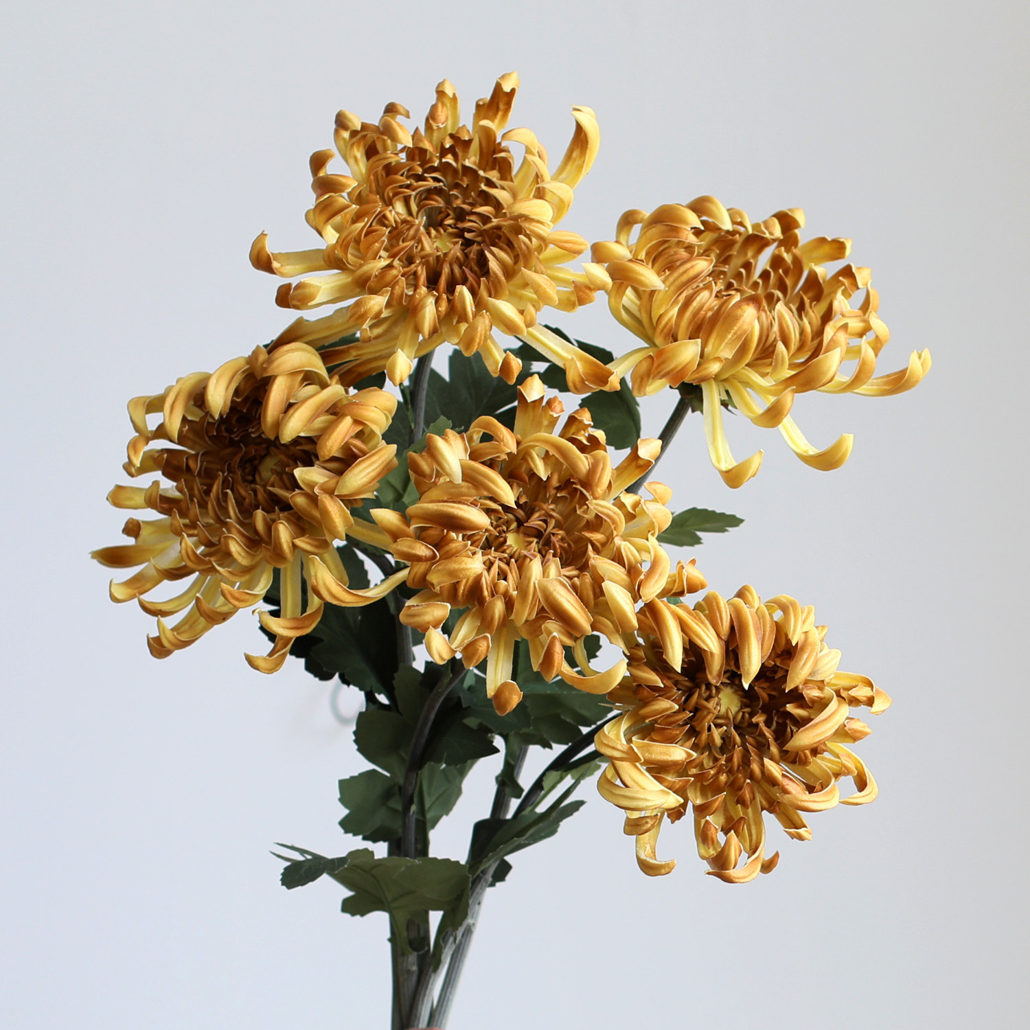 鎏金菊花仿真花新中式富贵大丽菊手感花卉装饰家居插花摆件蟹爪菊